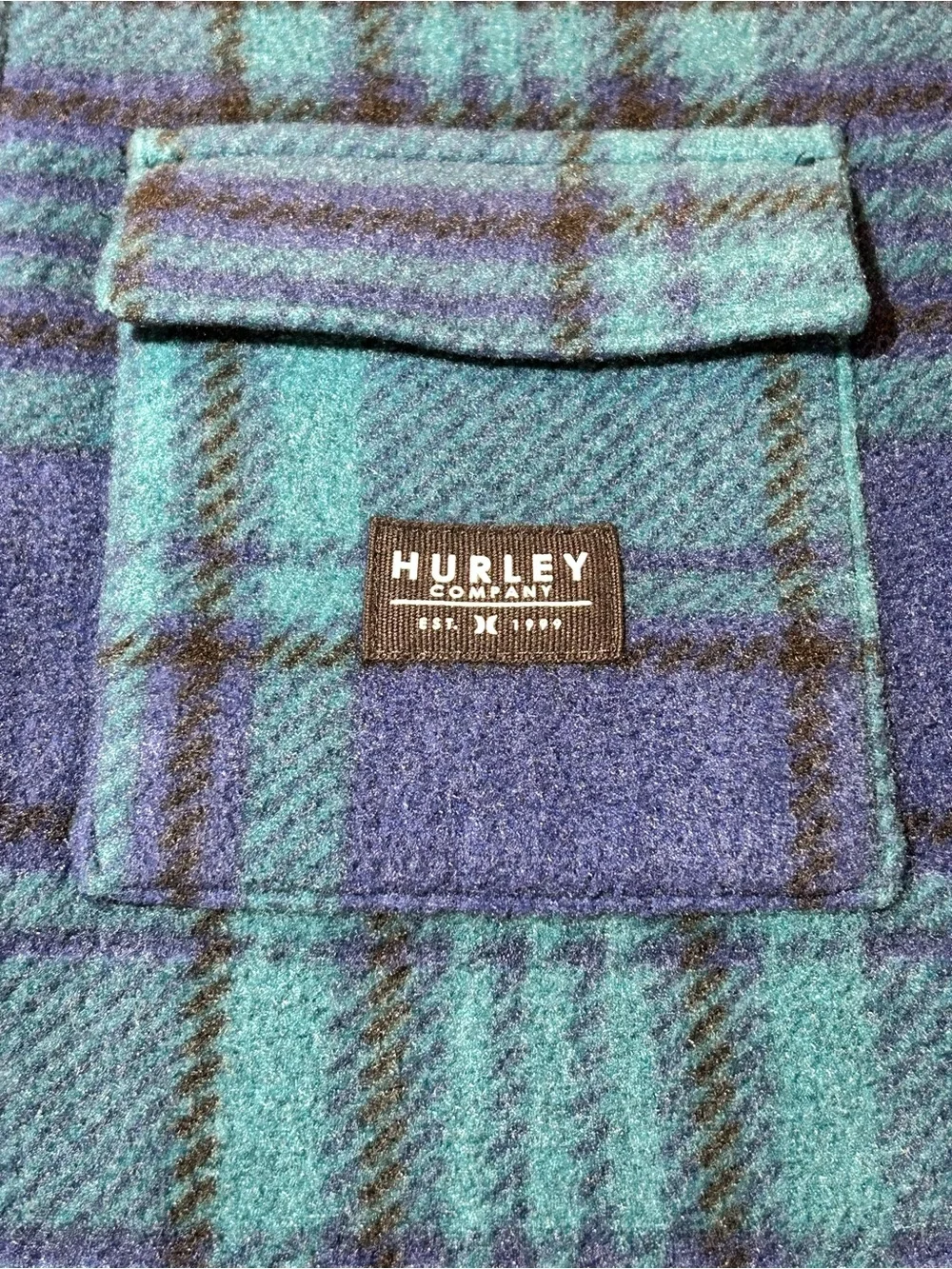 Hurley Blue & Teal Plaid Zip Fleece Jacket